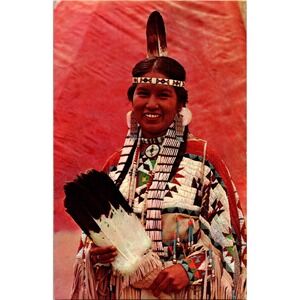 Vintage Indian Maiden Native American Woman Color Postcard by Alpha Photo